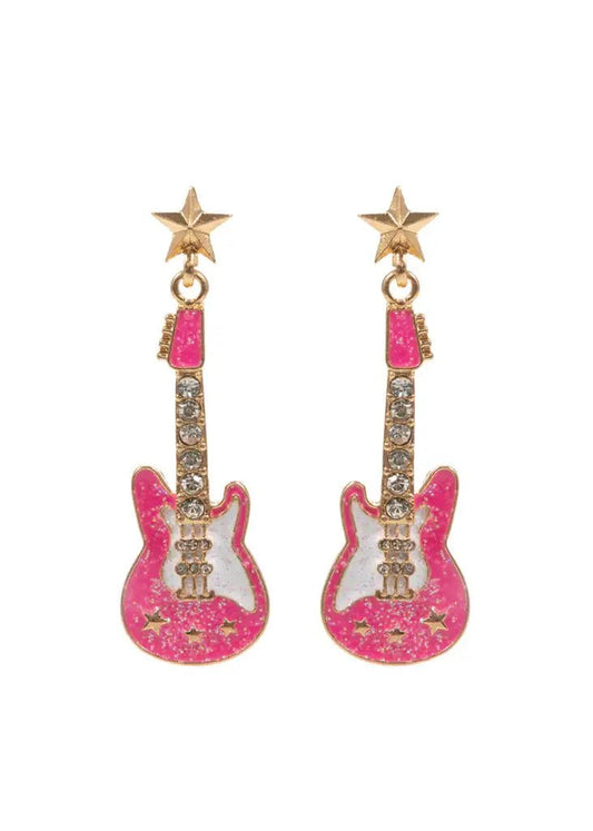 Pink Electric Guitar Earrings - Accessories - Fire Inside Me - 