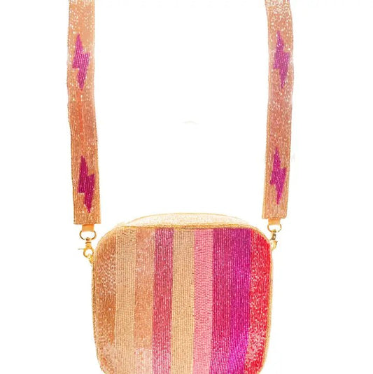 Pink Lightning Bolt Beaded Crossbody - Accessories - Fire Inside Me - 
