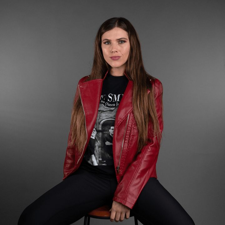 Red Studded Vegan Leather Jacket - Outerwear - Fire Inside Me - 