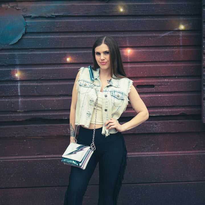 Rhinestone Denim Vest - Outerwear - Fire Inside Me - 