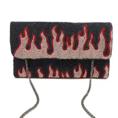 Silver Flames Beaded Clutch - Accessories - Fire Inside Me - 