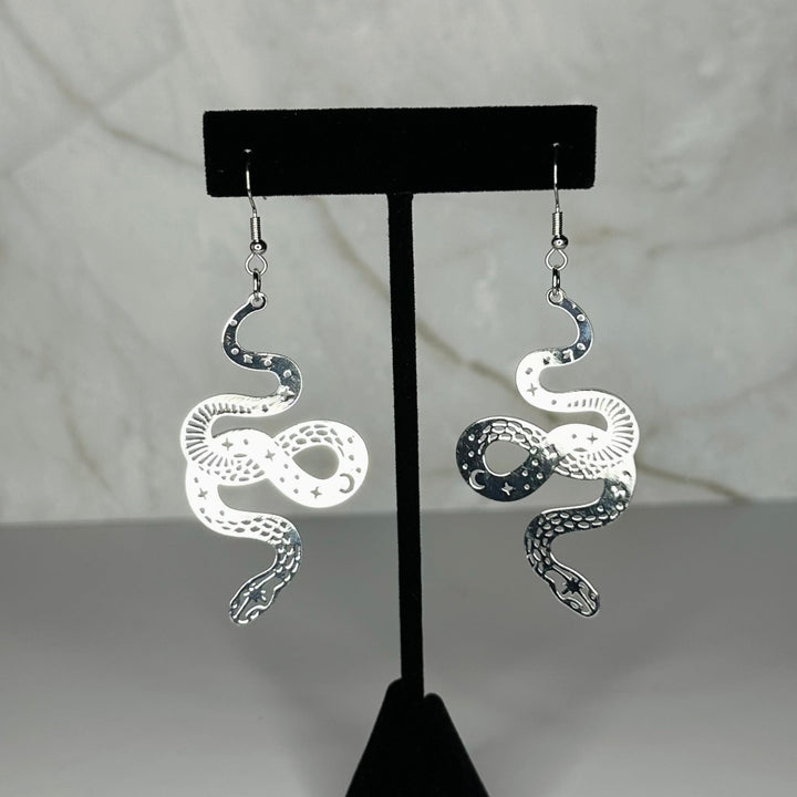 Silver Snake Earrings - Fire Inside Me - 