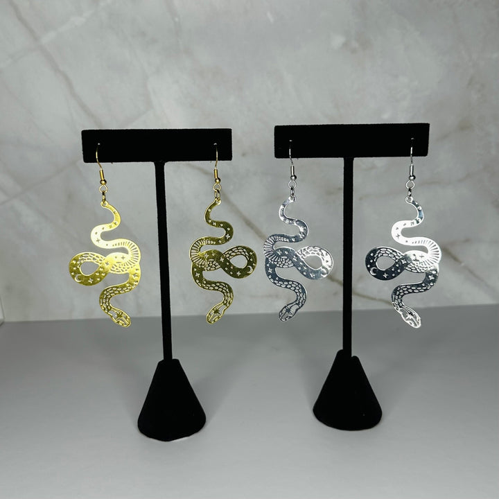 Silver Snake Earrings - Fire Inside Me - 