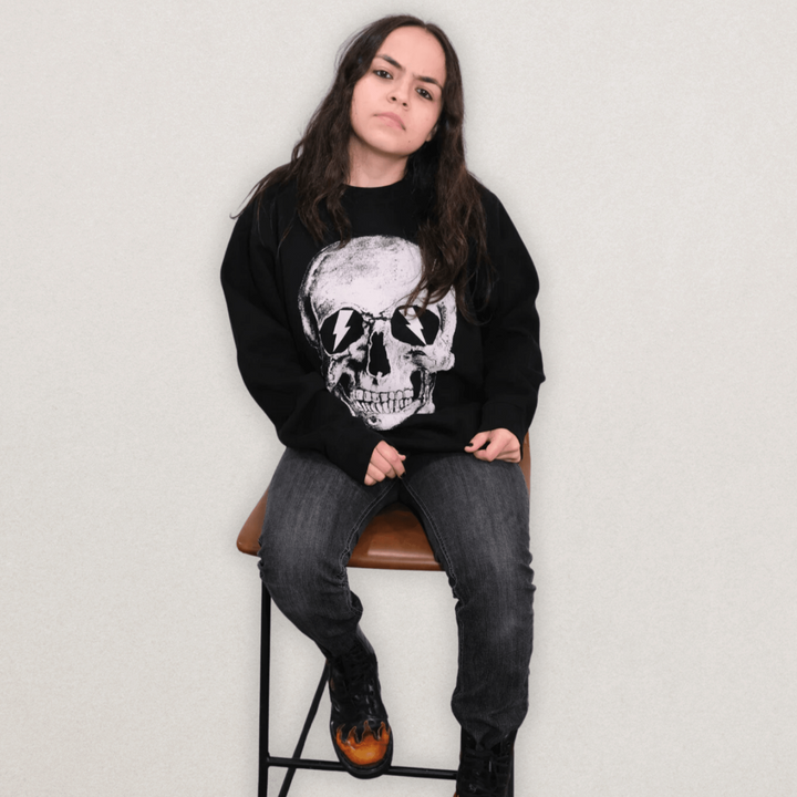 Skull Flash Eyes Sweatshirt - Fire Inside Me - 
