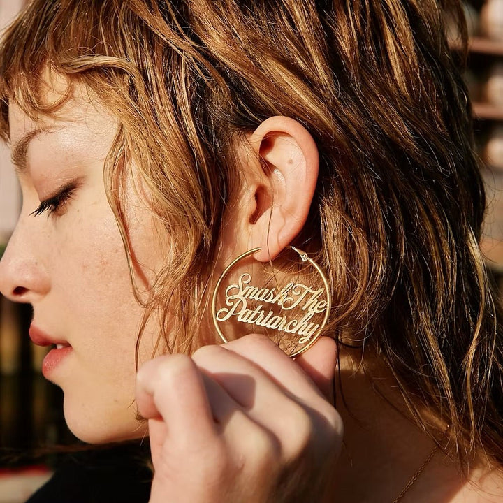 Smash the Patriarchy Hoop Earrings – 18k Gold - Accessories - Fire Inside Me - 