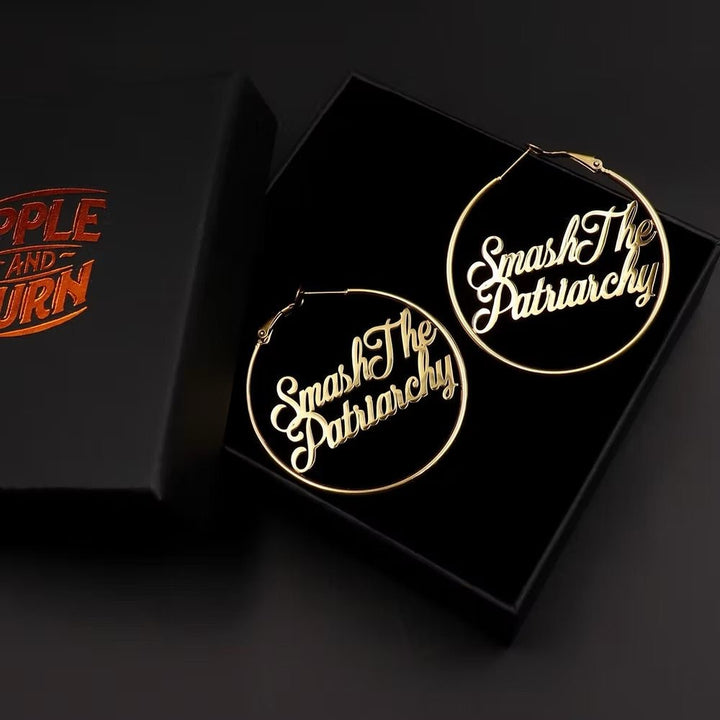 Smash the Patriarchy Hoop Earrings – 18k Gold - Accessories - Fire Inside Me - 