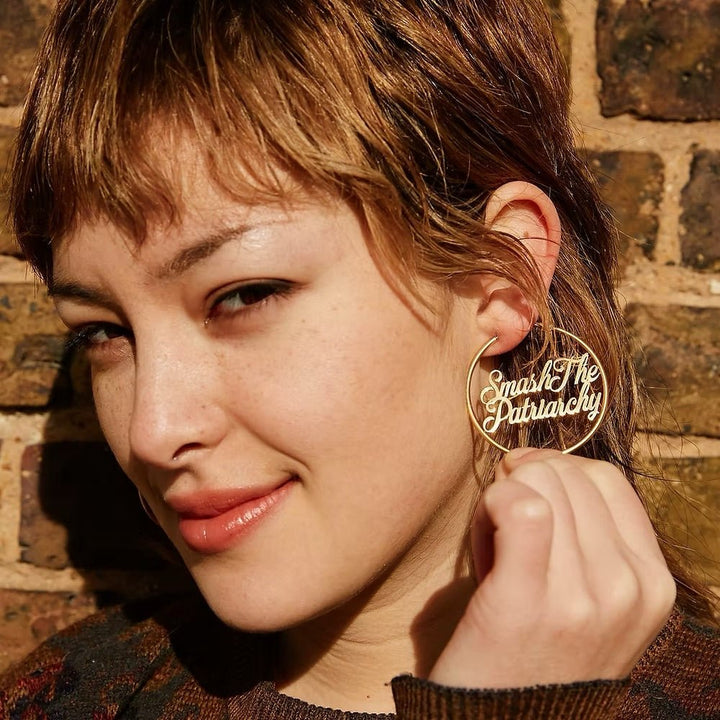 Smash the Patriarchy Hoop Earrings – 18k Gold - Accessories - Fire Inside Me - 