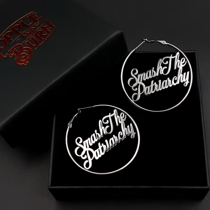 Smash the Patriarchy Hoop Earrings – Silver - Accessories - Fire Inside Me - 