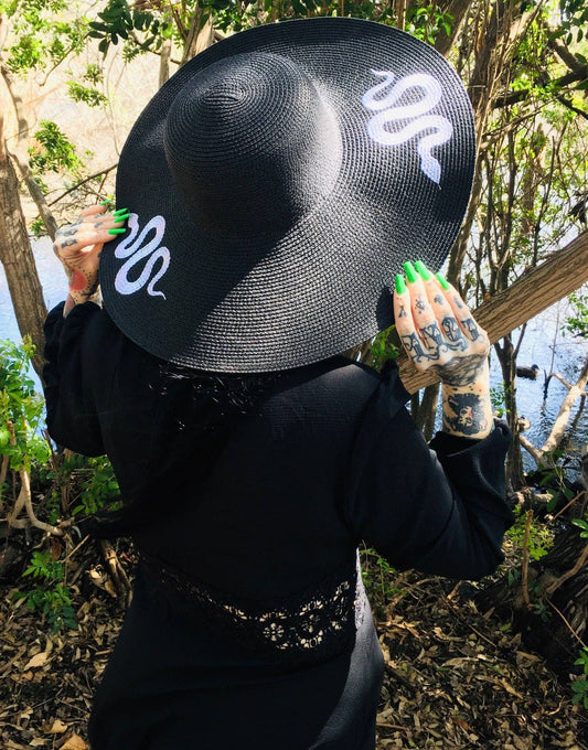 Snakes Embroidered Floppy Sun Hat - Accessories - Fire Inside Me - 