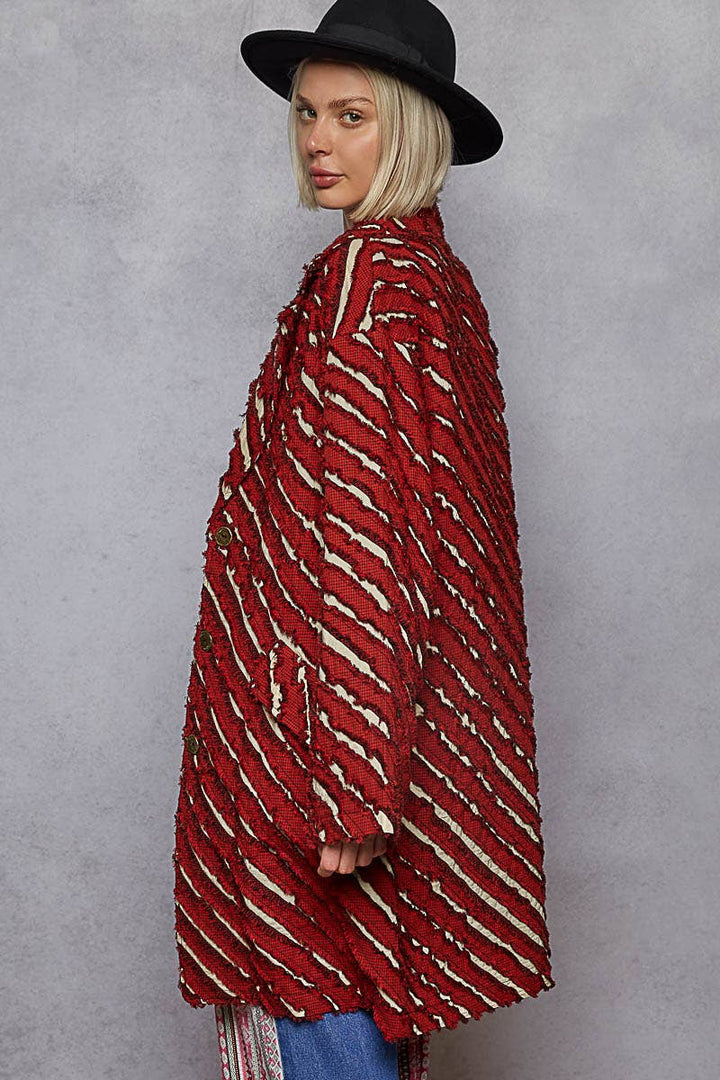 Textured Plaid Lightweight Coat Jacket - Outerwear - Fire Inside Me - 