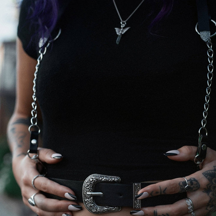 The ‘Sharpshooter’ Western Goth Chain Harness - Fire Inside Me - 