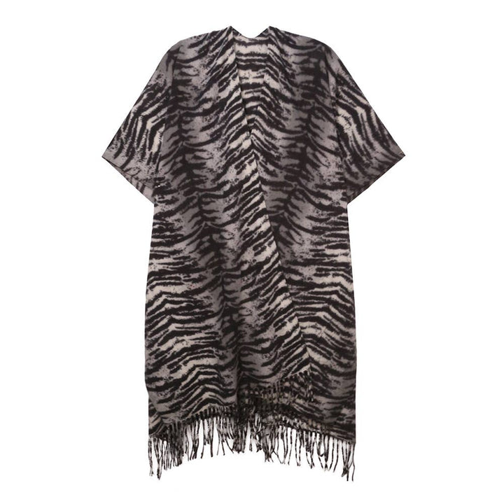 Tiger Print Zebra Kimono Poncho - Outerwear - Fire Inside Me - 