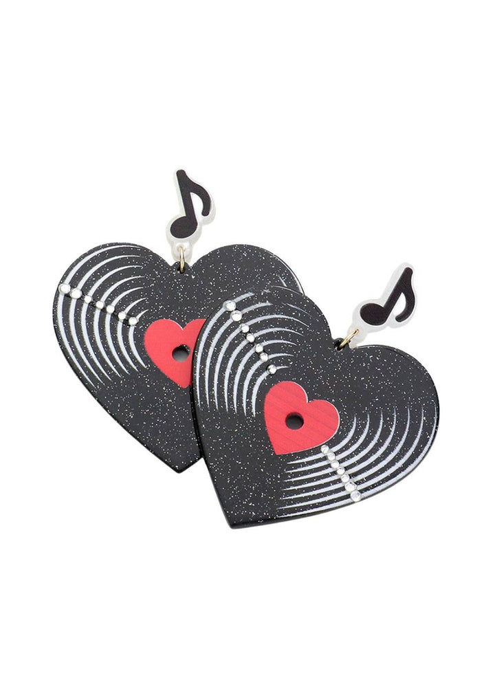 Vinyl Record Music Lover Earrings - Fire Inside Me - 