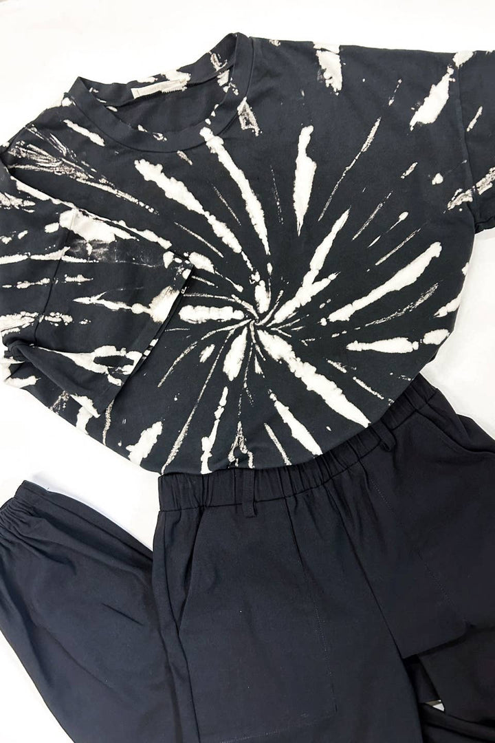 Washed Black & White Oversized Tee - Fire Inside Me - 