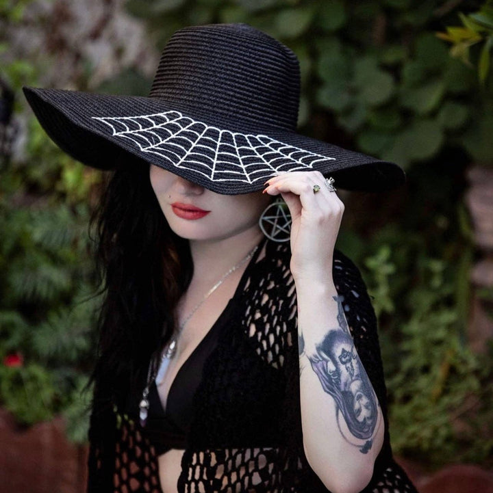 Widow's Web Floppy Sun Hat (PREORDER) - Accessories - Fire Inside Me - 